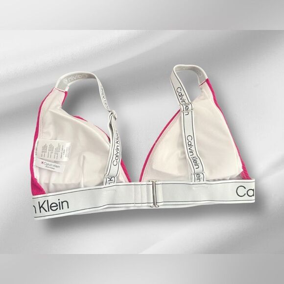 Calvin Klein Women’s Fuchsia Silky Ribbed Logo Bikini Top, Large, NWOT - Picture 2 of 4